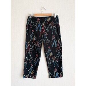Y2K Novelty Pop Art Vanity Collection Cropped Pants M Black Shopping Women Print